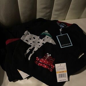 Andy & Evan Black Sweater with Festive Dog Design